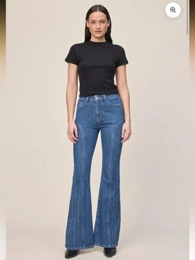 Warp + Weft Mia Miami Flare Jeans in Pacific Wash